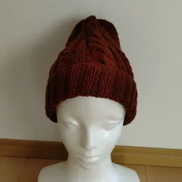 브라운 케이블 짜임 니트 모자