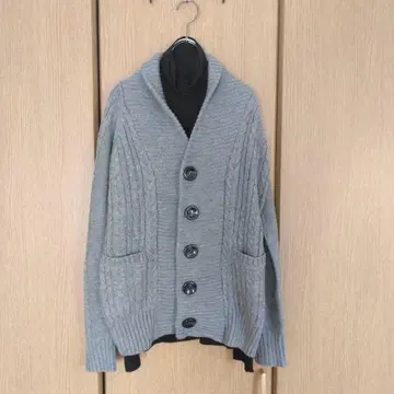 그레이 케이블 짜임 긴팔 가디건 하트마켓