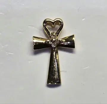 작고 귀여운 다이아 K14 0.5g 하트 달린 십자가 참