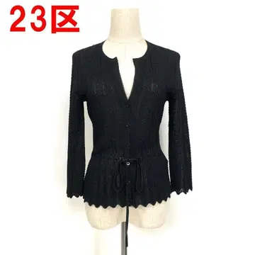 A6209 23구 7부 소매 가디건 전체 레이스 아크릴 블랙 38