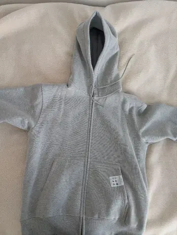 그레이 풀 지퍼 후드티