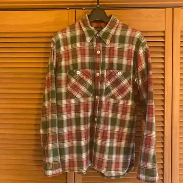 FLATHEAD 긴팔 플란넬 셔츠 그린/레드 체크