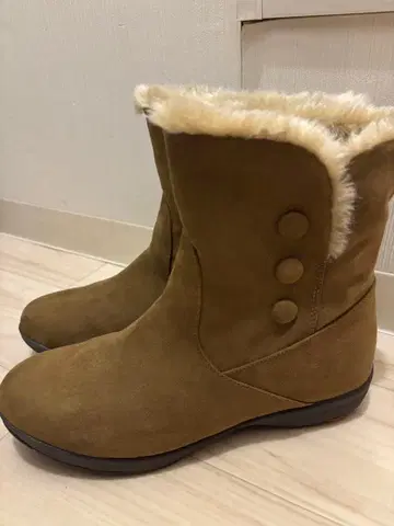 여성용 방수 부츠 브라운 퍼 포함 미들컷 부츠 23.5cm