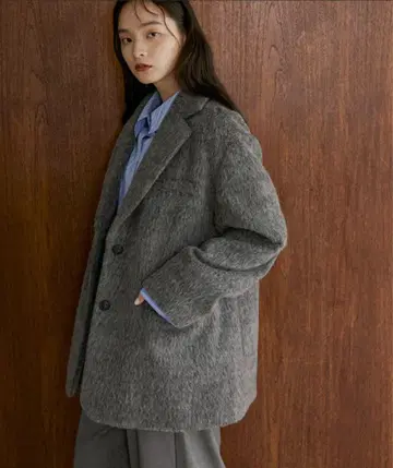 샤기 테일러드 오버 자켓 멜란지 그레이 M