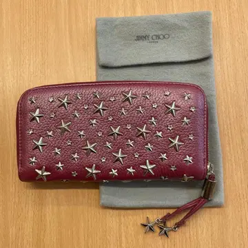JIMMY CHOO 베리 핑크 별 모양 스터드 장지갑