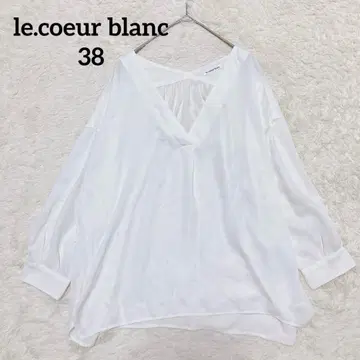 르쿨르블랑 화이트 시어 블라우스 38 V넥 루즈핏 비침