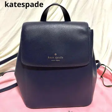 케이트 스페이드 새상품급! 심플! 로고 가죽 백팩 네이비