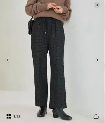 그린라벨릴렉싱 니하이 플레어 팬츠 안기모 도트