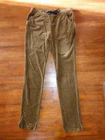 카키 브라운 코듀로이 캐주얼 팬츠 여성용 M 2포켓