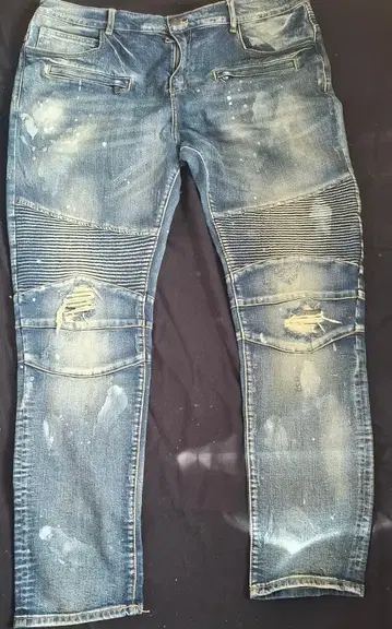 2개 세트 엠브로이더리 바이커 데님 빅 사이즈 42인치 힙합