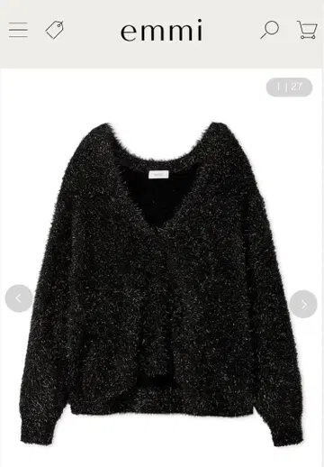 emmi 페더 라메 니트 풀오버 블랙