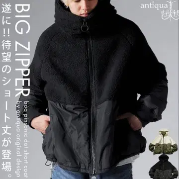 새상품 안티카 블랙 지퍼 플리스 숏코트