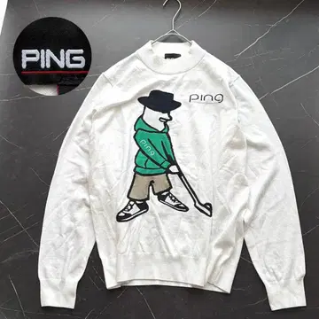 PING 골프 니트 스웨터 남성용 LL 화이트 Mr.PING 로고