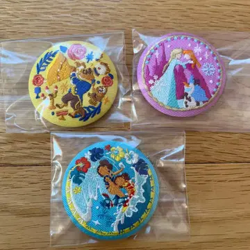 자수 디자인 캐릭터 핀 배지 3종 세트