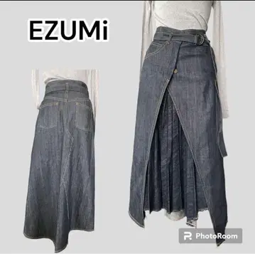 [ EZUMI ] 데님 플리츠 롱 스커트 [ S ]