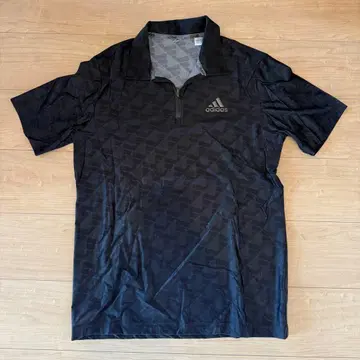 adidas 블랙 집업 피케 셔츠