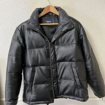 Right-on 블랙 가죽 다운 자켓 M 천연 가죽