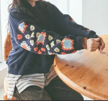 niko and 니코앤드 크로셰 콤비 풀오버 네이비 택 포함 새상품