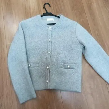 MY 15 그레이 가디건 펄 버튼