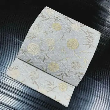 순수 실크 육통 후쿠로 오비 [ 본금박 당초 환화 ]