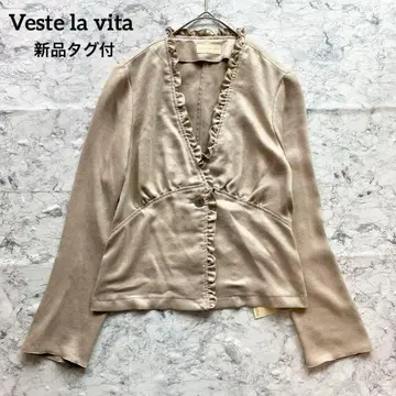 [택 포함] 베스테라비타 스웨이드 프릴 자켓 일본제 얇은 소재 미세스