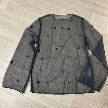 cawaii 시어 펄 장식 상의 블라우스 프리 사이즈 긴팔