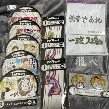 하이큐 제일복권 아크릴 키링 캔뱃지 파우치 스티커 12점