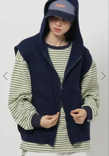 니코앤드 niko and - ZIP 니트 후디 베스트 네이비 새상품