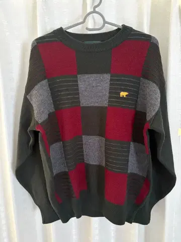 Golden Bear 체크 무늬 니트 스웨터 M