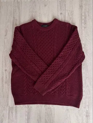 NANO UNIVERSE 버건디 케이블 니트 L