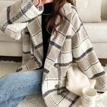 미사용 새상품 mily bilet 체크 무늬 코트