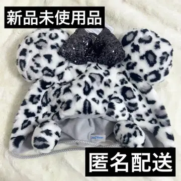 디즈니 미니 팬캡 레오파드 무늬 화이트 블랙