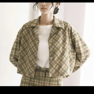 foufou 윈도우페인 체크 쇼트 블라존