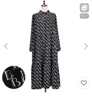 [ 미사용 새상품 ] B 로고 프린트 긴팔 롱 원피스