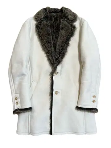 MEN S TENORAS 페이크 무스탕 코트 M 화이트 Y2K 아카이브