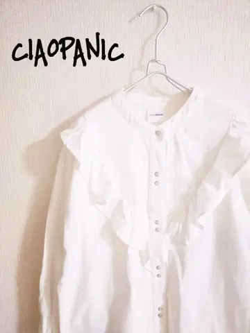 D221789 CIAOPANIC 밴드 카라 프릴 블라우스