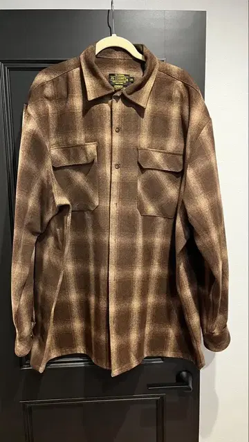 FB COUNTY 2XL 브라운 체크 플란넬 셔츠 자켓 아우터