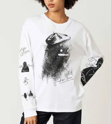 그라니프 아트풀 섀도우 화이트 긴팔 티셔츠