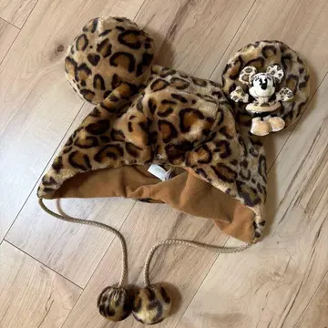 디즈니 리조트 미니 레오파드 무늬 모자 미키 브라운