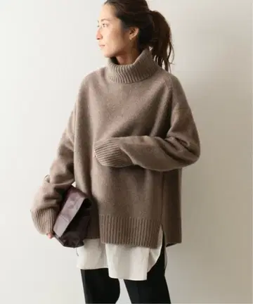 프레임워크 W/Ca 터틀 롱 풀오버 캐시미어 혼방