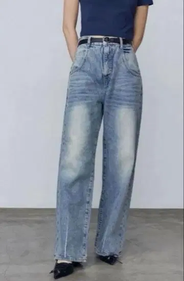 에모다 루즈 와이드 하이웨스트 데님 청바지 택 포함 새상품