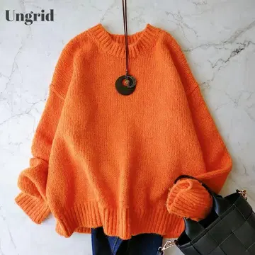 언그리드 오렌지 크루넥 니트 스웨터