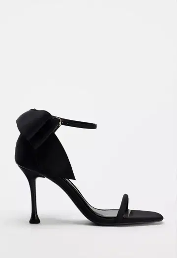 ZARA 리본 새틴 하이힐 샌들 블랙