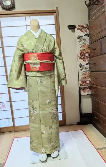 그린 컬러 코몬 기모노