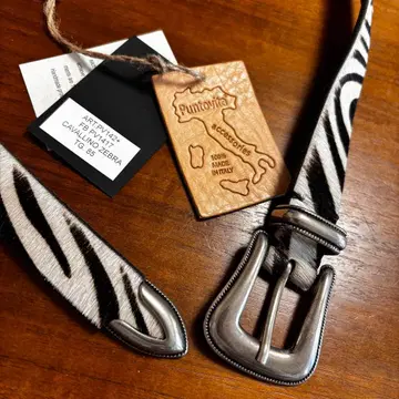 Puntovita 제브라 패턴 가죽 벨트