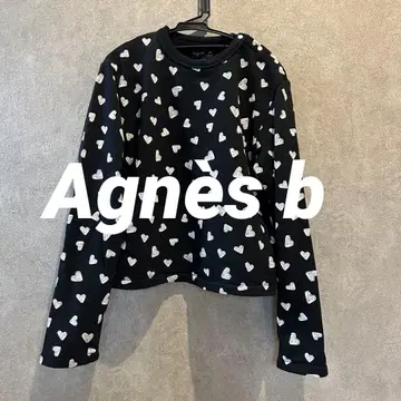 새상품급 에네스베 하트 무늬 맨투맨 트레이닝복 크롭 기장 블랙 S