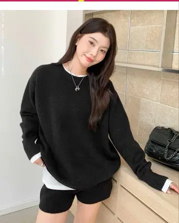 가을/겨울 신상! 니트 셋업 여성용 스웨터 & 숏팬츠 2종 세트