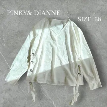 핑키앤다이안 블라우스 긴팔 V넥 레이스업 깔끔한 어른 여성