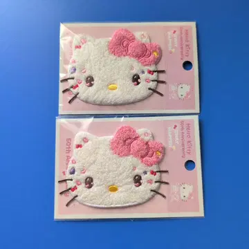 헬로키티 50주년 와펜 씰 다리미 양쪽 모두 사용 가능한 와펜 2개