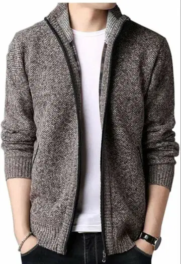 자켓 L 사이즈 집업 니트 스웨터 그레이 계열